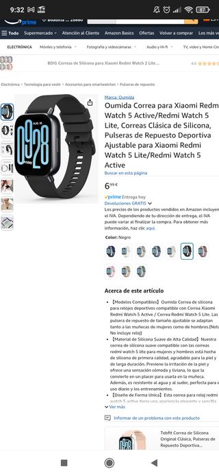 Pack correa+protector xiaomi redmi 5 active negro