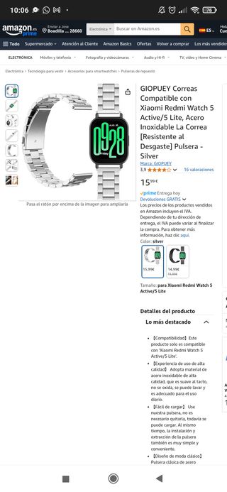 Correa acero inoxidable xiaomi redmi watch 5 activ