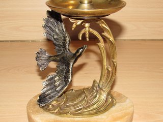 Antiguo candelabro francés pájaro ave años 30