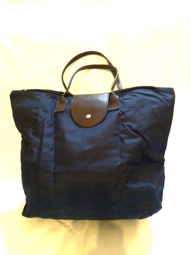 tote bag a spalla ripiegabile in nylon colore blu 