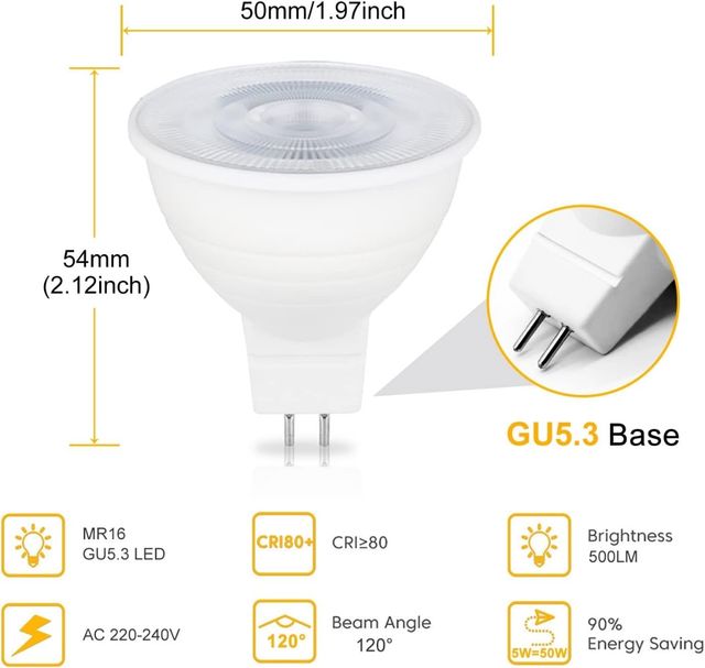Lote 10 BOMBILLA LED GU5.3 Regulable 5W