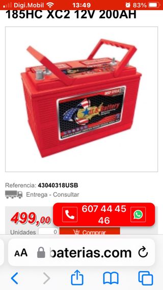 Baterias de solar 12 V 220AH marca US