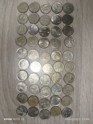 Lote 74 monedas de 5 pesetas