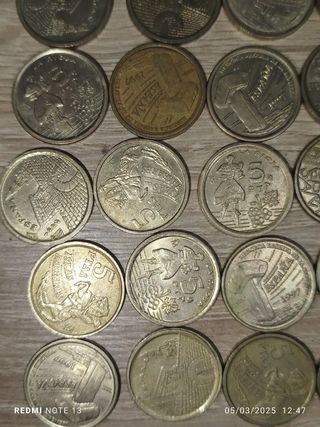 Lote 74 monedas de 5 pesetas