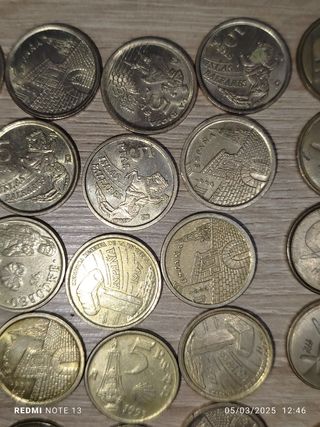 Lote 74 monedas de 5 pesetas