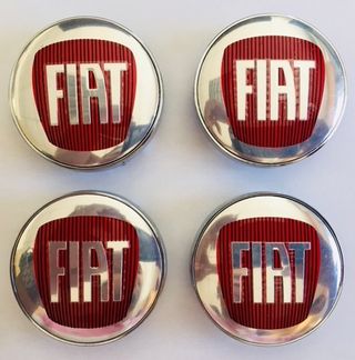 Centro de rueda Fiat plata y rojo 60mm