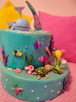 TARTA GRANDE SIRENA DECORACIÓN