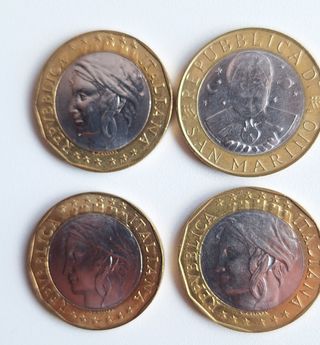 1000 lire in moneta 4 pezzi 