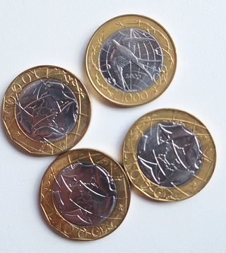 1000 lire in moneta 4 pezzi 