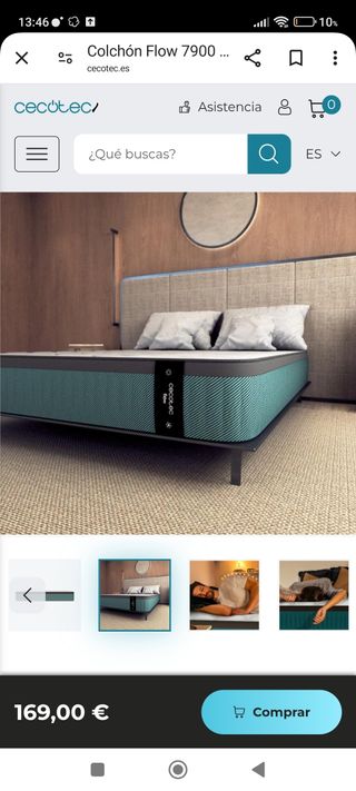 Colchón cecotec flow 105x190 nuevo