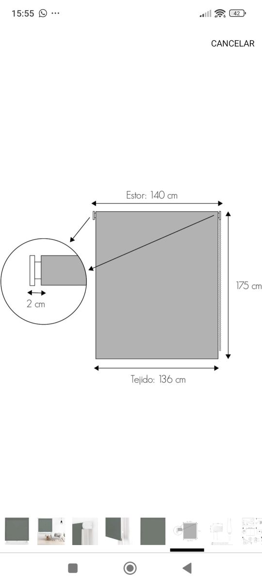Estor enrollable translúcido liso