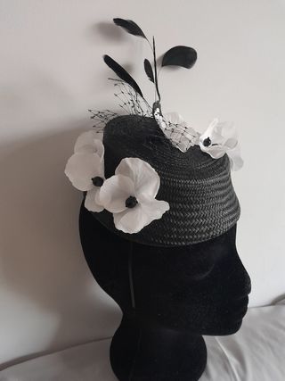 Tocado/casquete alto boda, ceremonia, fiesta