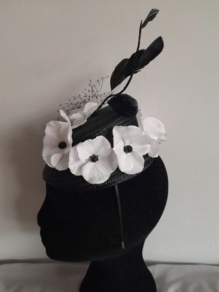 Tocado/casquete alto boda, ceremonia, fiesta