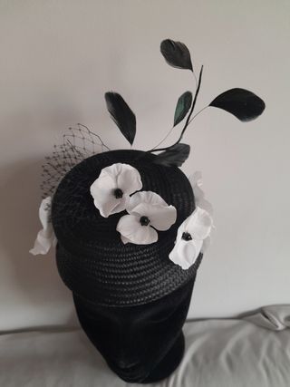 Tocado/casquete alto boda, ceremonia, fiesta