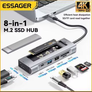 Essager 8-in-1 USB Hub With Disk Storage