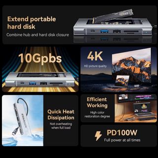 Essager 8-in-1 USB Hub With Disk Storage