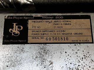 Radio Cassette John Player Special Silverstone 200