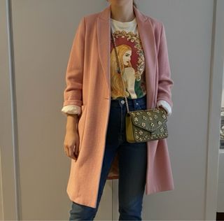 Abrigo de entretiempo rosa palo Zara talla M