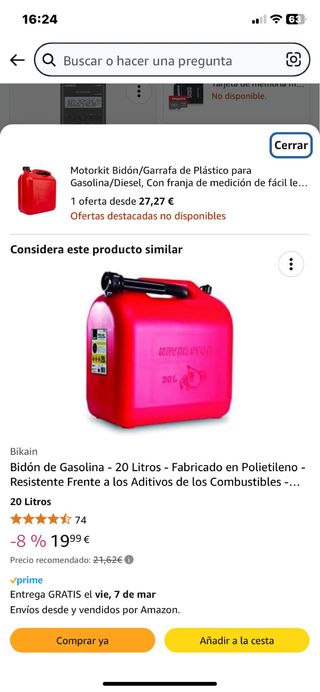 2 Garrafas 20l gasolina
