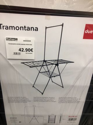 Tendero de acero con barras para percha