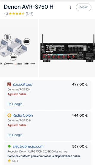 Amplificador de sonido HIFI DENON AVR S750H