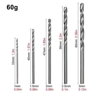 50 pz punte per trapano in acciaio da 1 a 3 mm