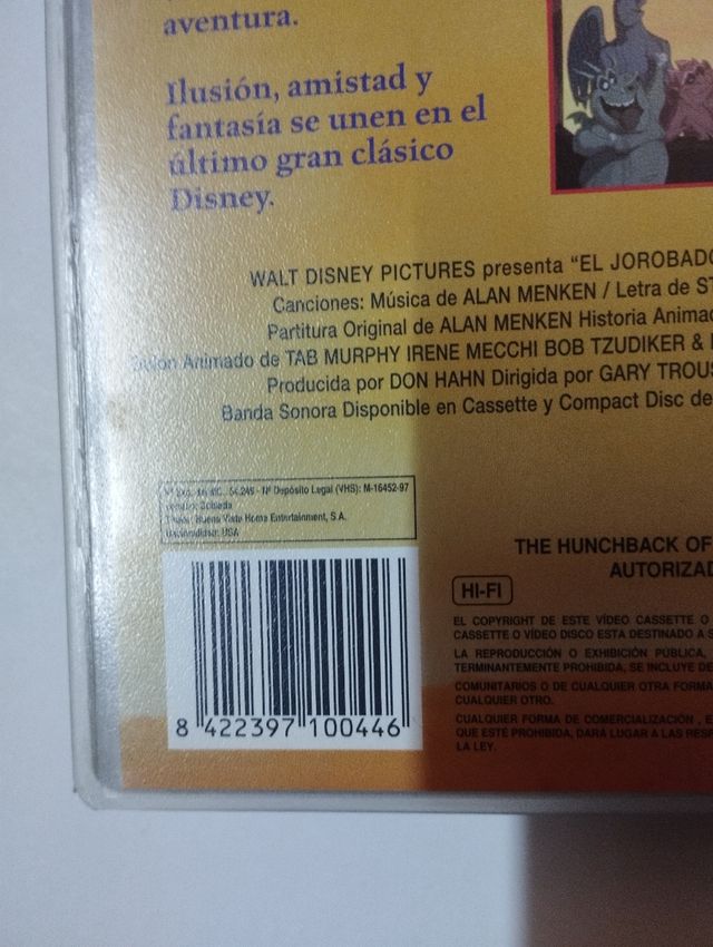 VHS El jorobado de Notre Dame