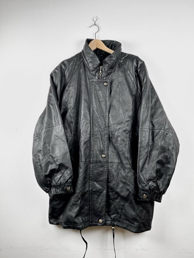 Chaqueta de cuero bomber unisex vintage