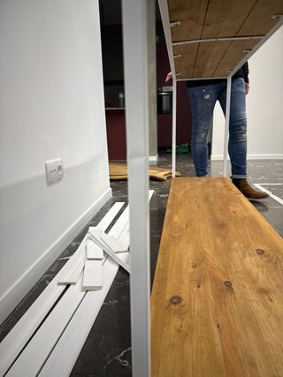 Consola recibidor estanteria madera mostrador