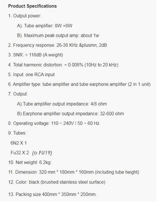 Amplificatore valvole valvolare 8+8W Casse Cuffie