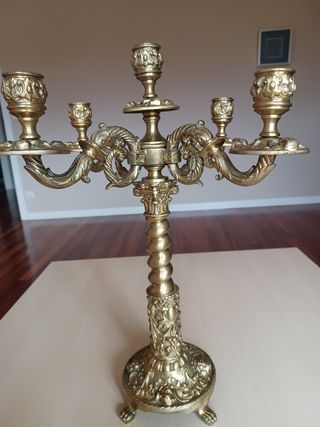 Candelabro Antiguo de Bronce 1880 Capilla Pazo