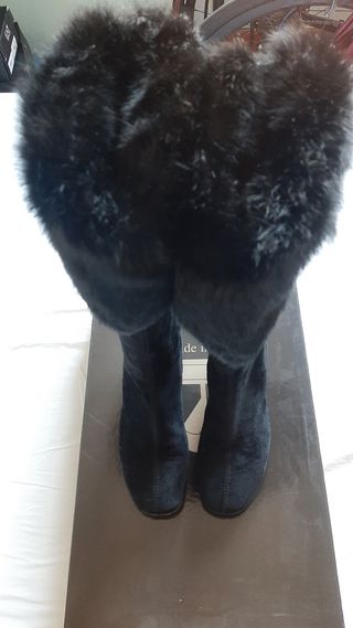 Stivali in pelle scamosciata e pelo n 39