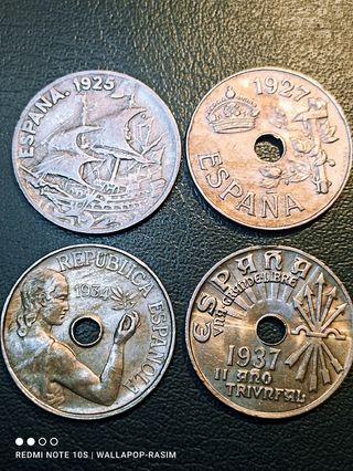 MONEDAS 25 CENT-1925-1927-1934-1937