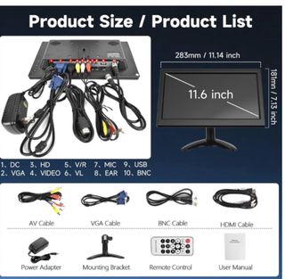 Pantalla de Marcha Atras Coche, Monitor 11,6 