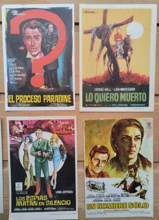 Lote de pequeños carteles de cine años '60