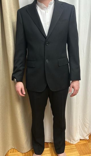 Traje negro rayas talla 50