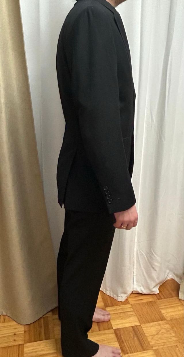 Traje negro rayas talla 50