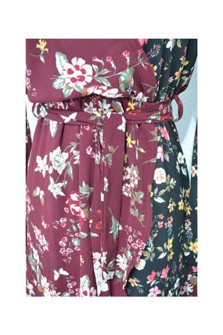 Vestido estampado tipo Kimono, mangas largas