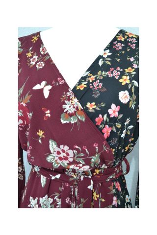 Vestido estampado tipo Kimono, mangas largas