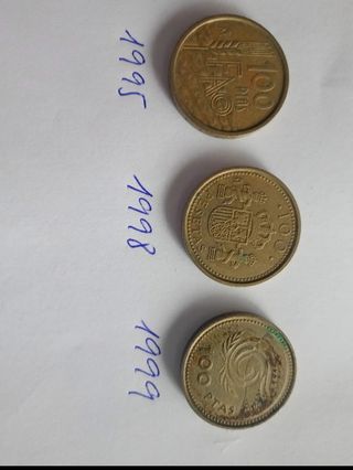 Monedas de 100 pesetas. 