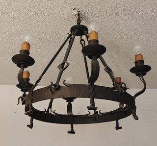 Lámpara hierro forjado de techo estilo castellano