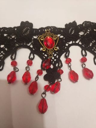 Collar gargantilla ajustable rojo negro 