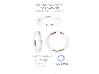 sortija oro 18k con piedra con diamante