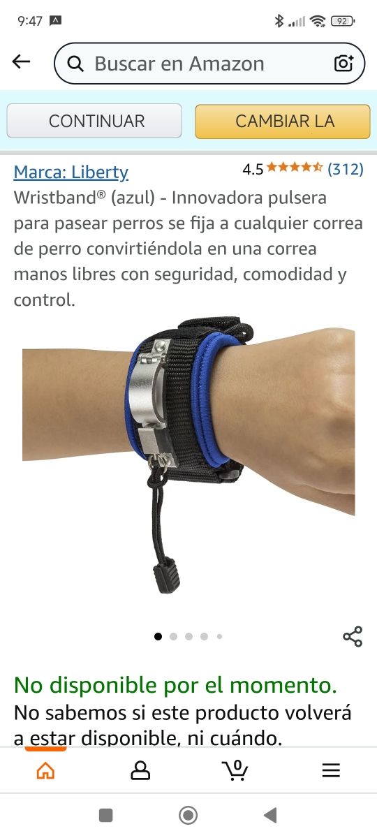 Pulsera manos libres correa perro 