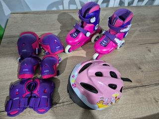 Juego de patines,protecciones y casco