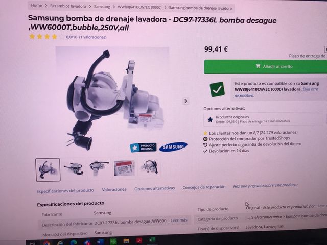 Desague completo lavadora samsung