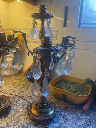 Candelabros bronce lampara antigua