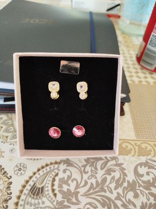 Conjunto 2 pares pendientes plata 1 ley