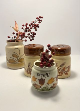 Lote cerámica vintage para cocina. Tres piezas