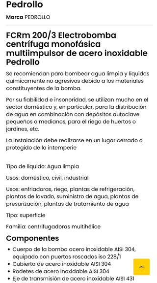 Bomba agua Pedrollo FCRm 200 3X